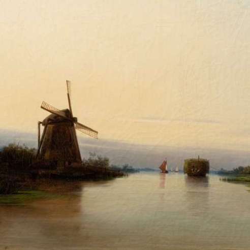 Wickenberg Per (1812 - 1846)+Huile sur toile, Paysage fluvial au moulin, 1839