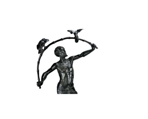 Bronzen beeld: Hindoe Vogelvanger door Auguste De Wever 2
