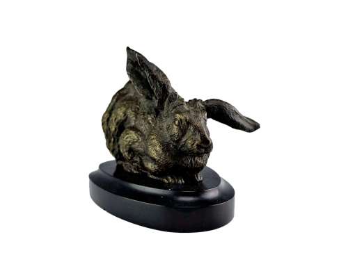 Ferdinand Pautrot bronze hare sculpture resting position 2