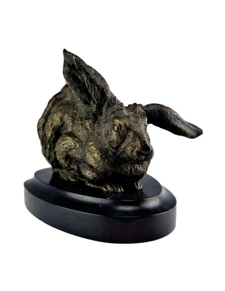 Bronzen hazen sculptuur van Ferdinand Pautrot