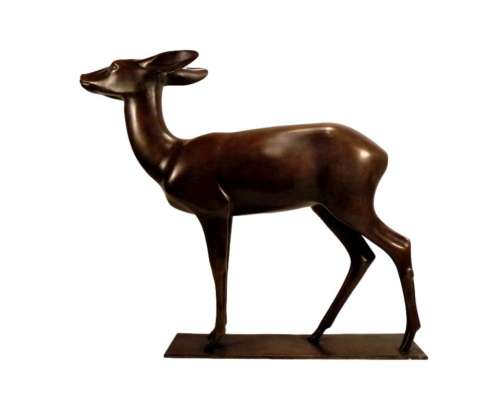 bronze doe sculpture by Wilhelm Krieger circa 1920