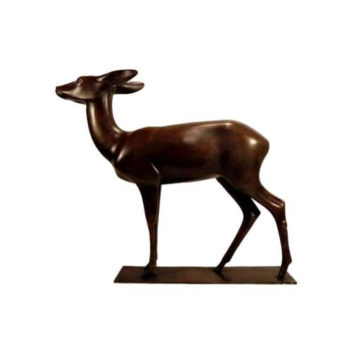 bronze doe sculpture by Wilhelm Krieger circa 1920