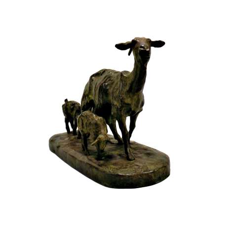 Ary Bitter - (1883-1973), Bronze+ Goat with her kids