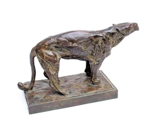 Albéric Collin Roaring Lioness bronze sculpture profile 2