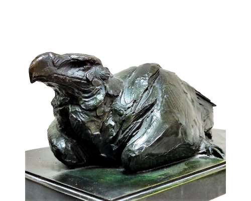 Albéric Collin bronze sculpture lying eagle Rocher Paris foundry