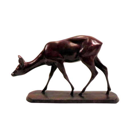 Rudolf Pauschinger (1882 -1957), Bronze+ Biche se promenant