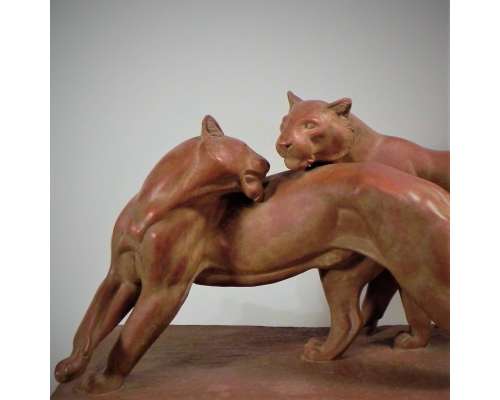 Irénée Rochard terracotta panter beeld vooraanzicht 2