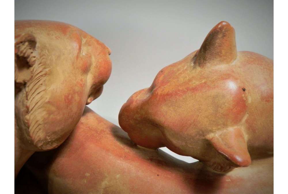 Statue de panthères en terre cuite de René Rochard