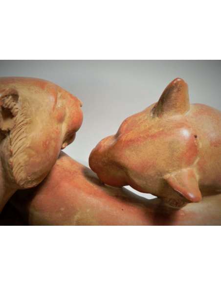 Statue de panthères en terre cuite de René Rochard