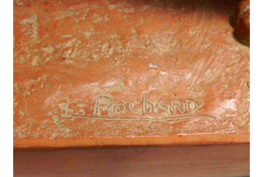 Statue de panthères en terre cuite de René Rochard