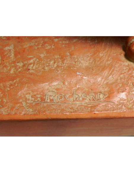 Statue de panthères en terre cuite de René Rochard