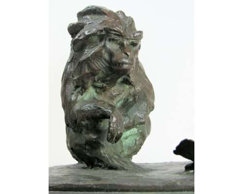 Guido Righetti (1875-1958), Bronze+ Marmouset et papillon 2