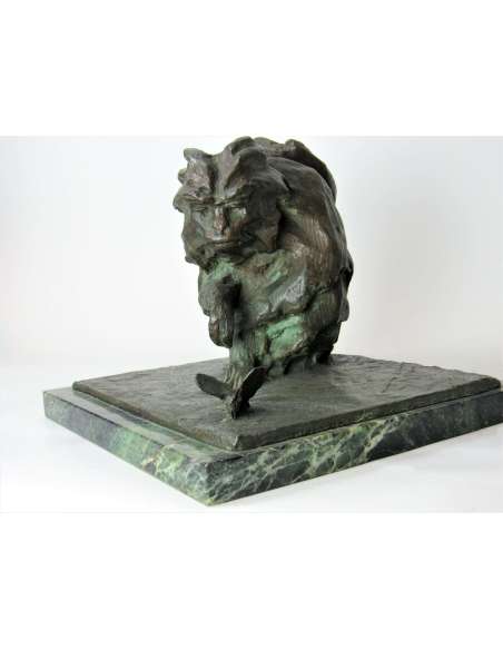 Guido Righetti (1875-1958), Bronze+ Marmoset and butterfly