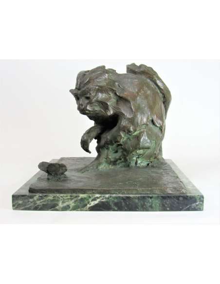 Guido Righetti (1875-1958), Bronze+ Marmoset and butterfly
