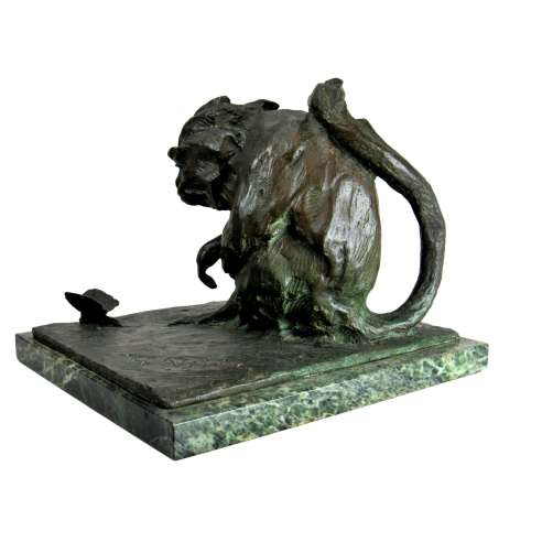 Guido Righetti (1875-1958), Bronze+ Marmoset and butterfly