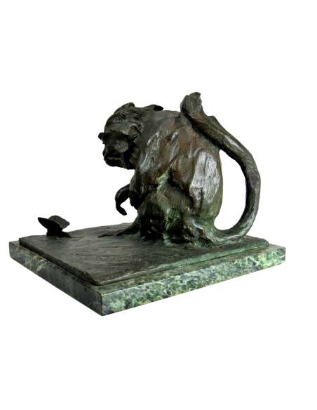 Guido Righetti (1875-1958), Bronze+ Marmoset and butterfly