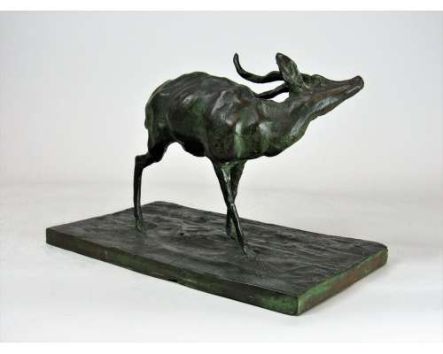 Guido Righetti (1875-1958), Bronze+  Antilope en train de se gratter 2