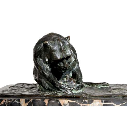 Guido Righetti (1875-1958), Bronze+ Monkey with Tortoise