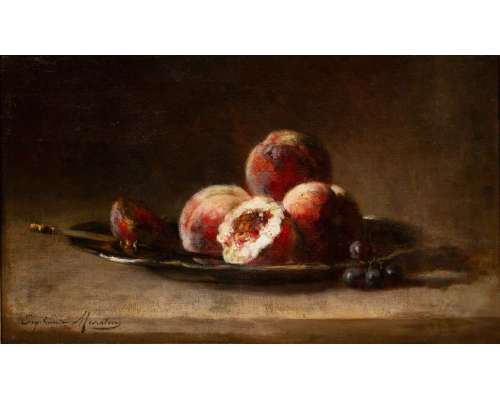 Euphémie Muraton Stilleven met Vruchten Olieverf op Doek 19e Eeuw