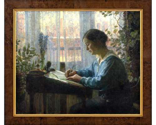 Caroline Van Deurs (1860-1932)+oil on canvas, La Lettre d'Else 2