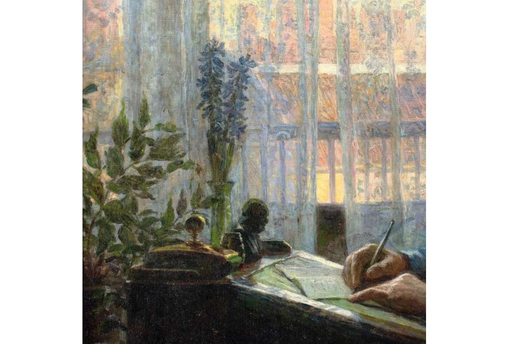 Caroline Van Deurs (1860-1932)+oil on canvas, La Lettre d'Else