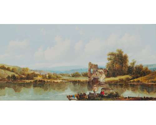 Alfred Gomersal Vickers (1810-1837)+Huile sur toile, Une scène de rivière 2
