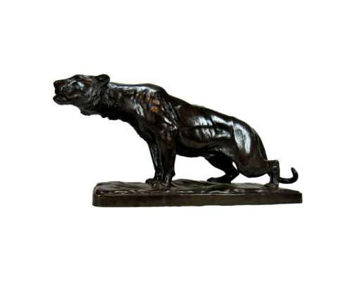 Georges Gardet Prowling Panther bronze sculpture side view 2