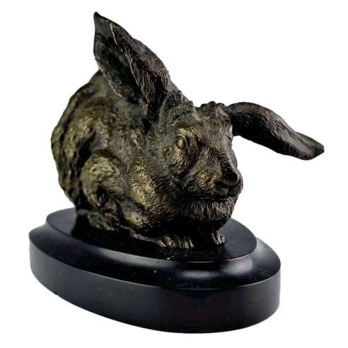 Bronze hare sculpture by Ferdinand Pautrot