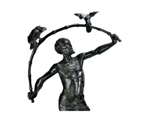 Bronzen beeld: Hindoe Vogelvanger door Auguste De Wever