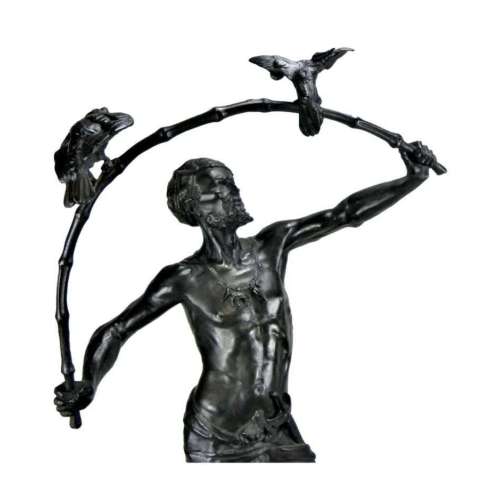 Sculpture en bronze : Oiseleur Hindu par Auguste De Wever